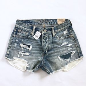 NWT AEO Coachella High Rise Patch Work Jean Shorts